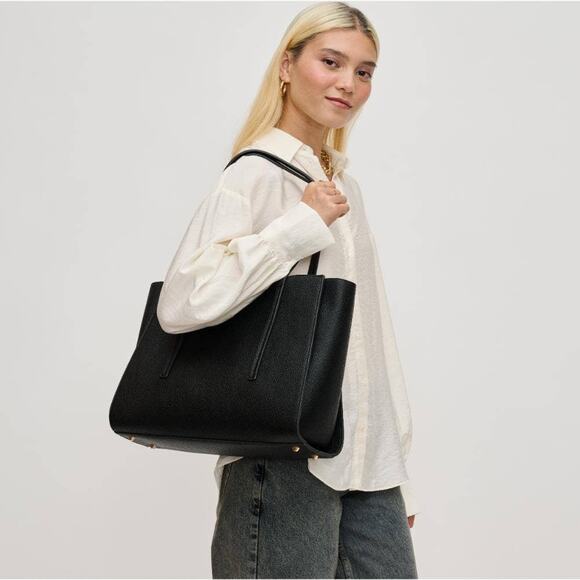 Gabby Multi Compartment Tote Black Vegan Leather - Picture 5 of 8